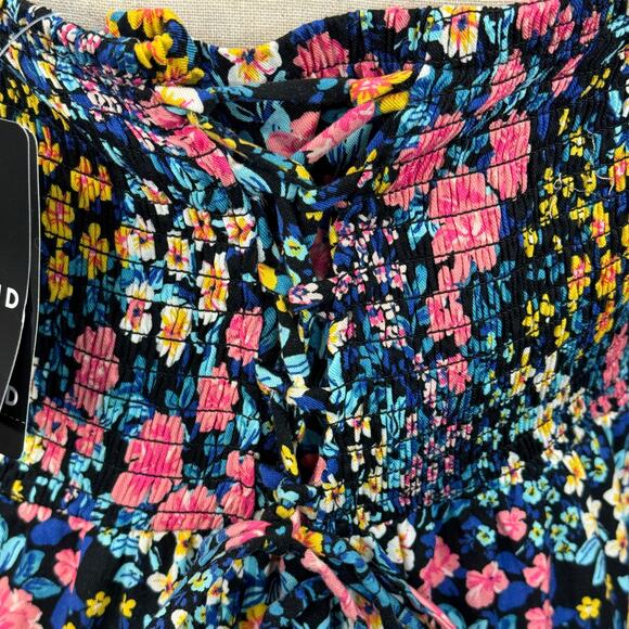 Torrid SZ 0 (Large) Challis Lace-Up Back Corset Top Floral Strapless Smocked New - Picture 8 of 12